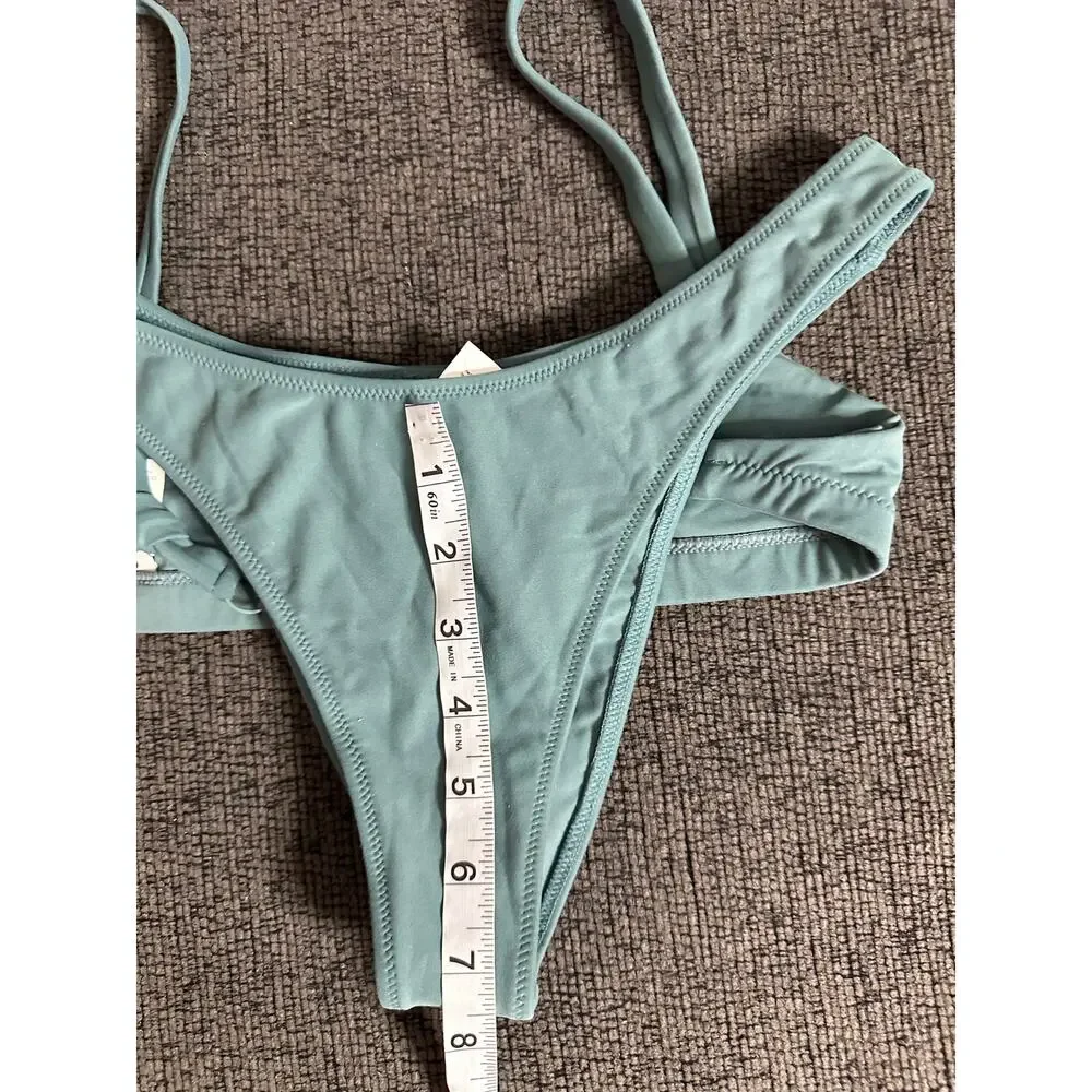 Tropic of C The C Bralette Bikini Top and High Cut Bottom size S/M Seafoam Green